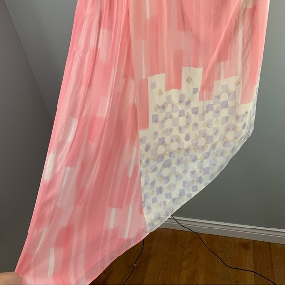 Anthropologie Maeve Avalonne Pink One Shoulder Asymmetric Silk Pink Mini Dress 8 - Picture 5 of 12